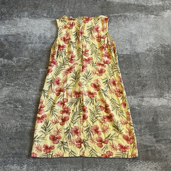 Tahiti Reef Club Dress Womens Large Yellow Pink Hawaiian Floral Beach Tropical - Picture 6 of 6